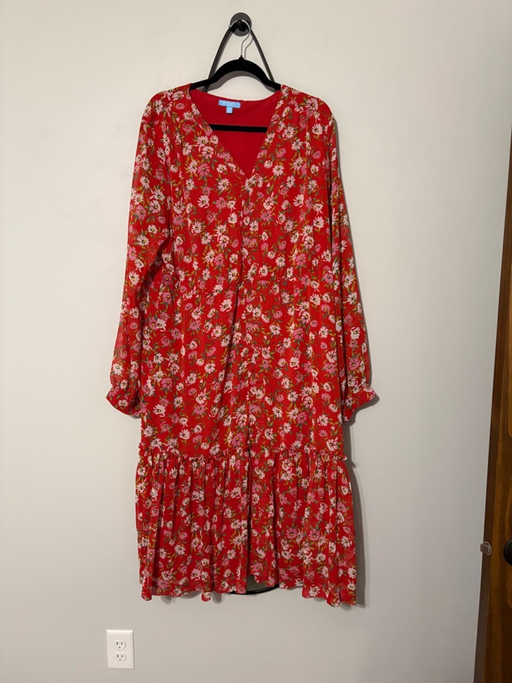 NWT Draper James Red Floral Button-Front Dress